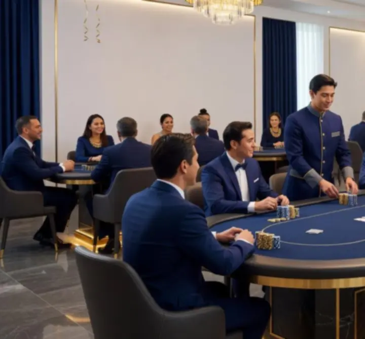 Stół do pokera podczas eleganckiego wieczoru eventowego